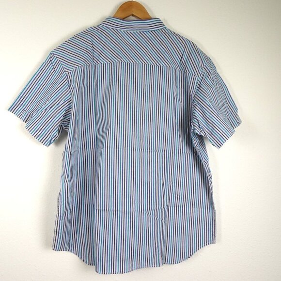 Columbia Short Sleeve Shirt Men's Size XL Blue Stripe Thompson Hill Button Front - Picture 6 of 8
